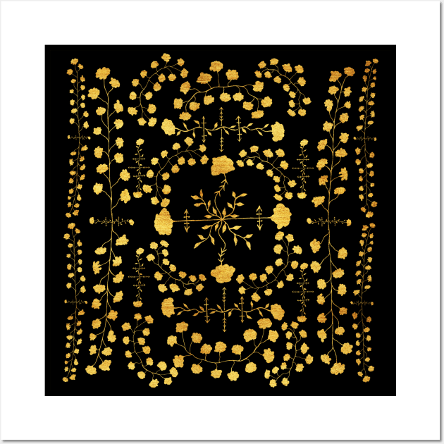 Gold Native Floral Wall Art by zeljkica